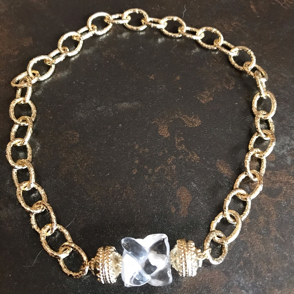 14K Plated Chain and Rock Crystal Centerpiece